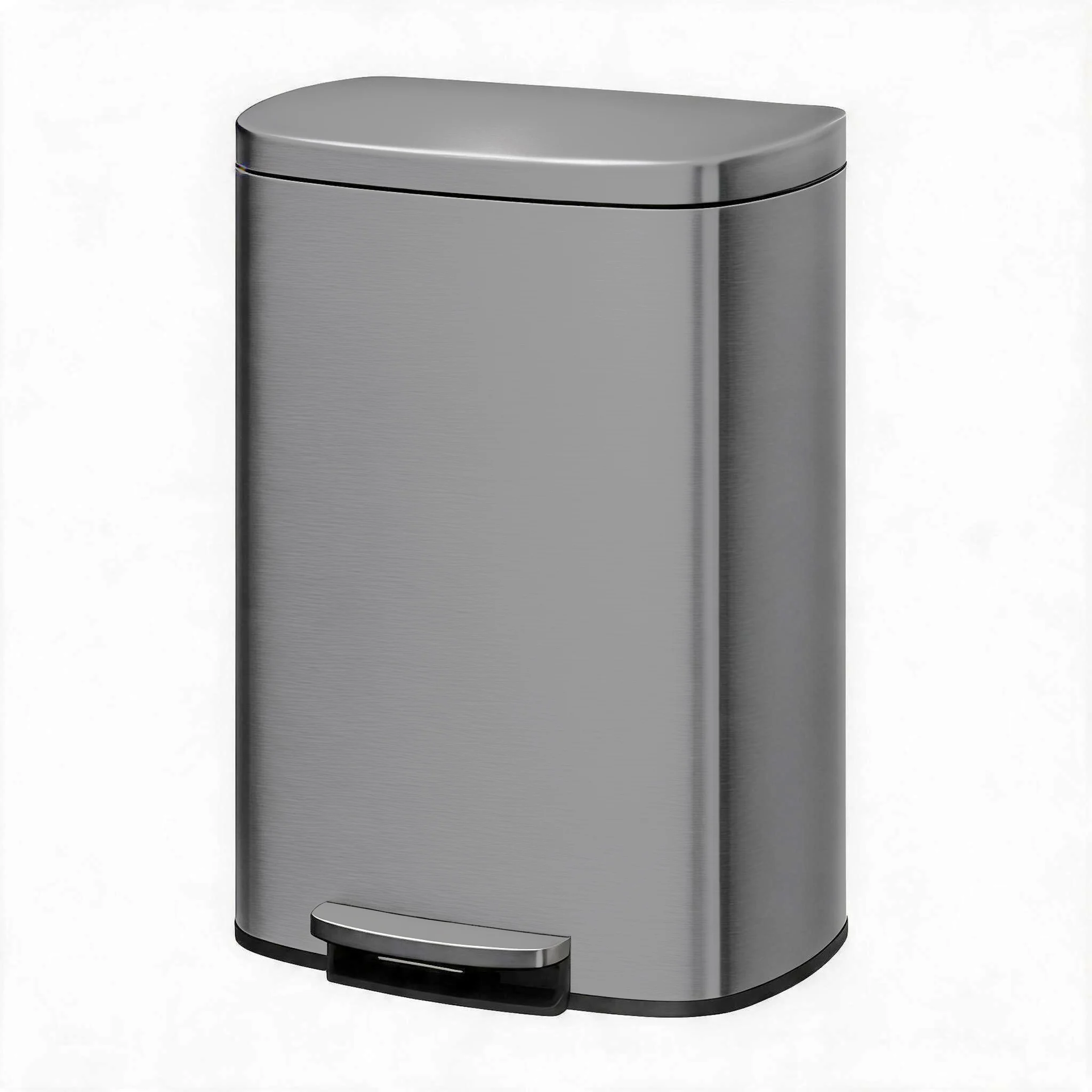 Large Step-On Kitchen Trash Can 13 Gallon/50L – Metal Soft Close Lid, Stainless Steel Step Pedal, Removable Inner Bucket, Rustproof, Rear Handle – High Capacity Pedal Bin