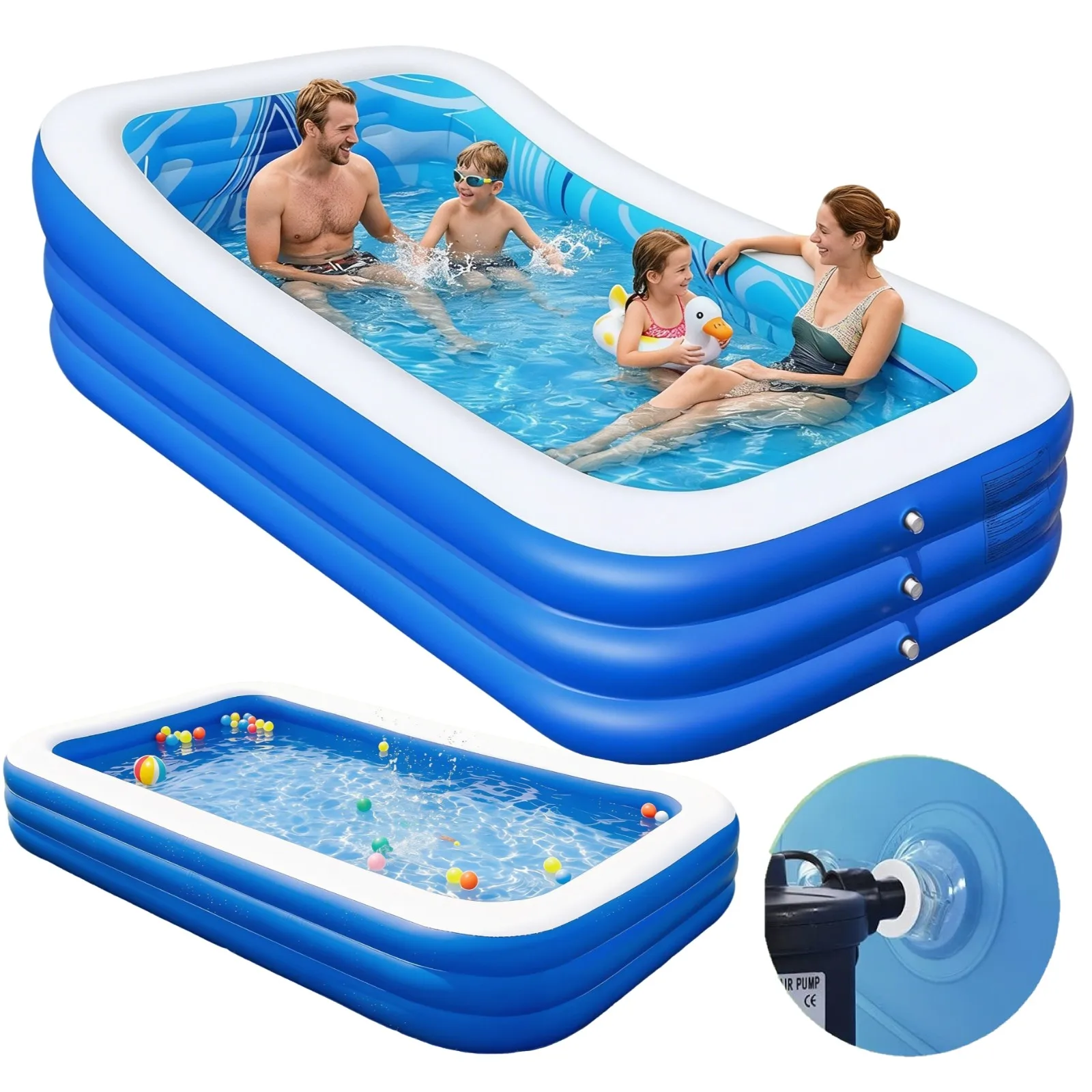 Foldable Inflatable Pool Thickened Family Swimming Pools Adult & Children Paddling Pool for Garden Backyard Summer Water Parties