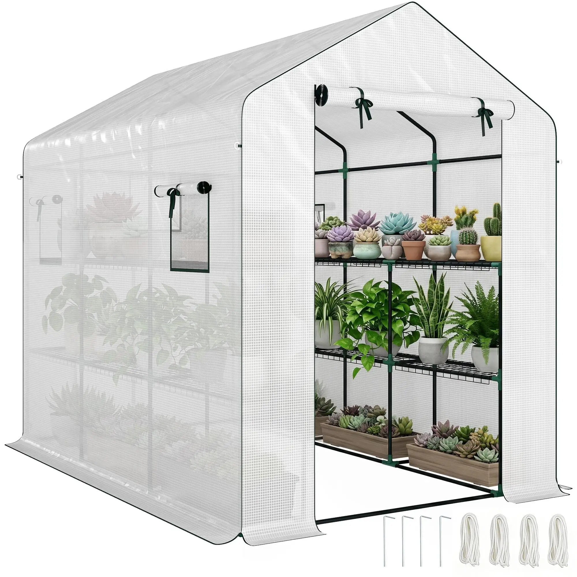 3 dB greenhouse UV Resistant PE 135g/m² Roll Door & Mesh Window 3 Levels