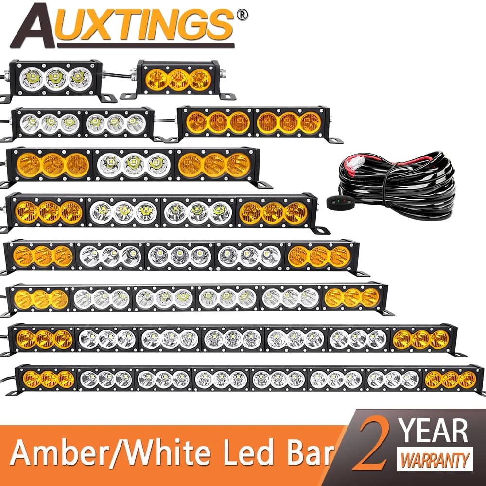 Auxtings 7/12/17/22/28/33/38/44/49/54 inch Led Work Light Bar led bar 4x4 Truck ATV Car Offroad Driving Light Bar White Amber