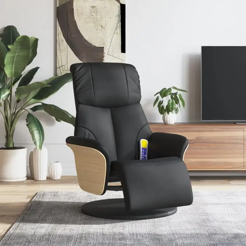 Massage Chair with Footrest and Reclining Function – Faux Leather Design with 6-Point Vibration Massage, 360-Degree Swivel, and Adjustable Backrest