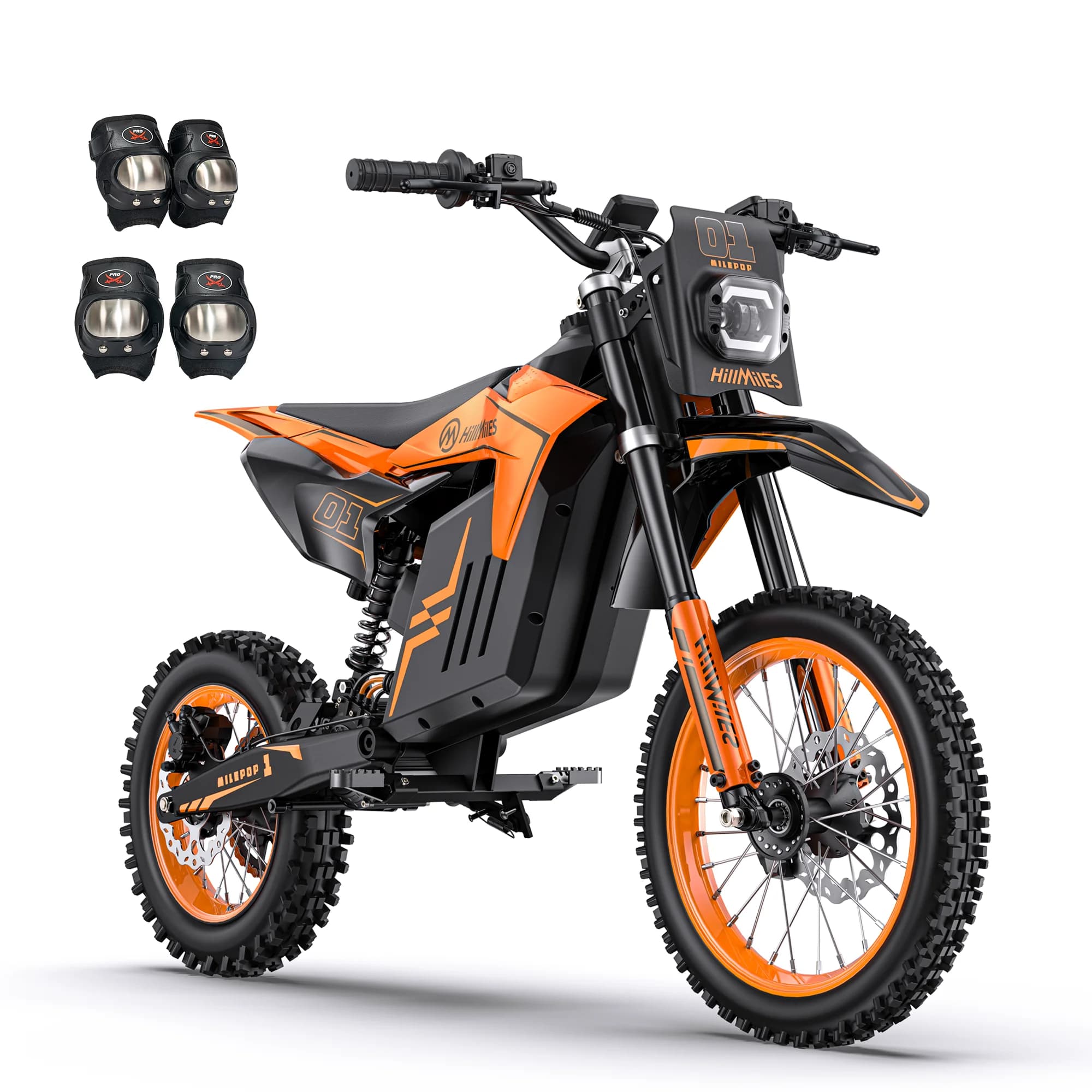 HillMiles MilePop Electric Dirt Bike Peak 3000W, 45KM/H, 48V 25Ah, 220 N.m, Hydraulic Brakes, Full Suspension Off-Road E-bike