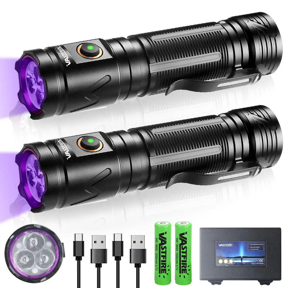 EU Local Stock 30W High Power 3 LED Beads 395nm UV White Mirror Torch, USB-C Rechargeable Portable Ultraviolet Flashlight Detector, Multi-Purpose Purple Light Lamp for UV Resin & Invisible Ink Drying, Counterfeit Money Fluorescence Check, Pet Urine Stain