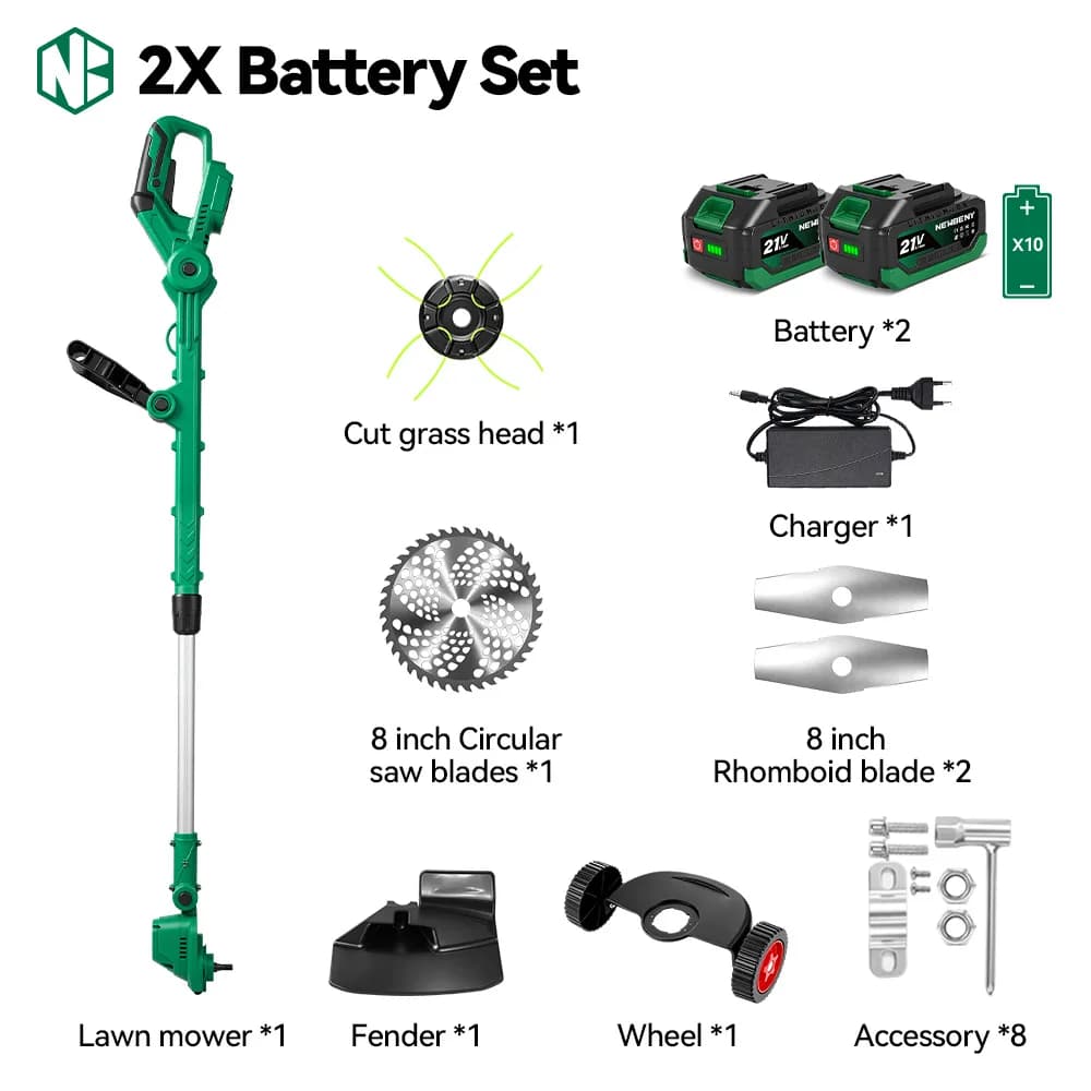 NEWBENY Brushless Electric Lawn Mower 60000RPM Grass Trimmer Length Adjustable Garden Power Tool For Makita 21V Battery Pin