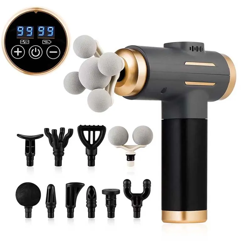 Portable Fascia Gun Multi-Head Deep Tissue Percussion Neck Back Body Massager Relaxation Fitness Slimming Muscle Massager