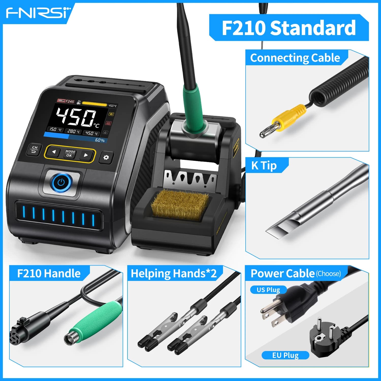 FNIRSI DWS-200 Soldering Station 200W C210 C245 Solder Iron Handle With Soldering Helping Hand Electronic Welding Rework Station