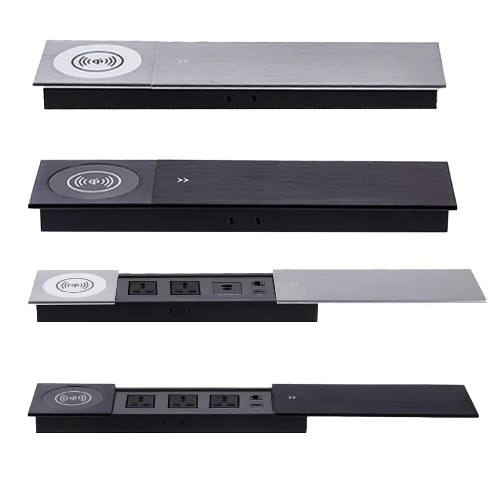 MANLEIKE-Desktop Hidden Socket Embedded Outlet, Office Sliding Cover, Wireless Charge,USB,Type-C, Network, Hdmi