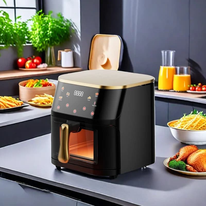 Large Capacity 10L Freidora De Aire Kitchen Appliances Electric Air Fryer for French Fries Glass Window for Cooking for French Fries Glass Window Cooking