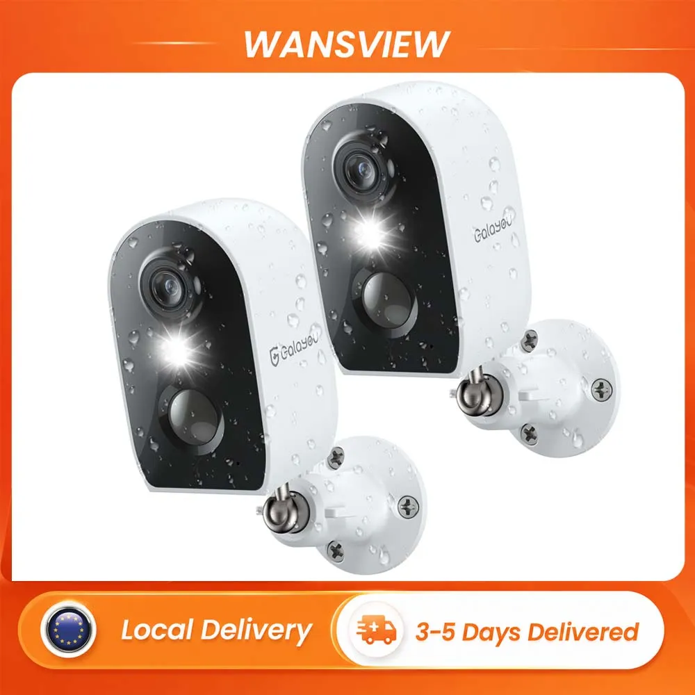Wansview Wireless Security Camera Outdoor WiFi Battery Powered 2K 3MP IP Camera PIR Human Detection Motion Detection Two Way Audio Color Night Vision TF Card Cloud Storage Alexa Google Home IP65 Waterproof Home Surveillance CCTV Camera