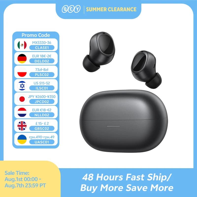 QCY MeloBuds A30 Wireless Earbuds 60dB Adaptive AI Scene ANC 8-Mic 3-Device Connect Bluetooth Earphones LDAC Hi-Res Headphones