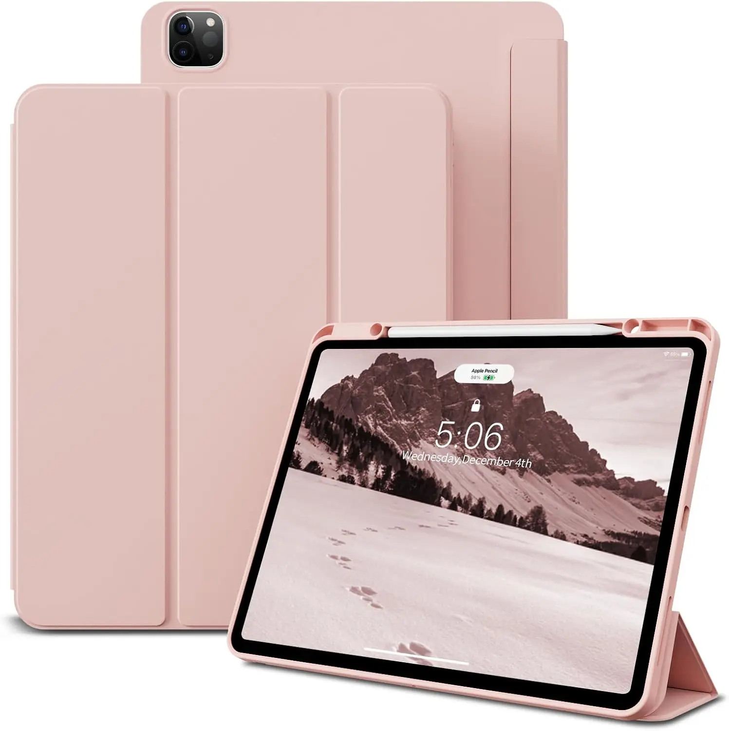 Case For iPad Air 13 2024 M2 Pro 12.9 2021 2022 With Pencil Handle Pink Case Protective TPU Silicone Cover Slim