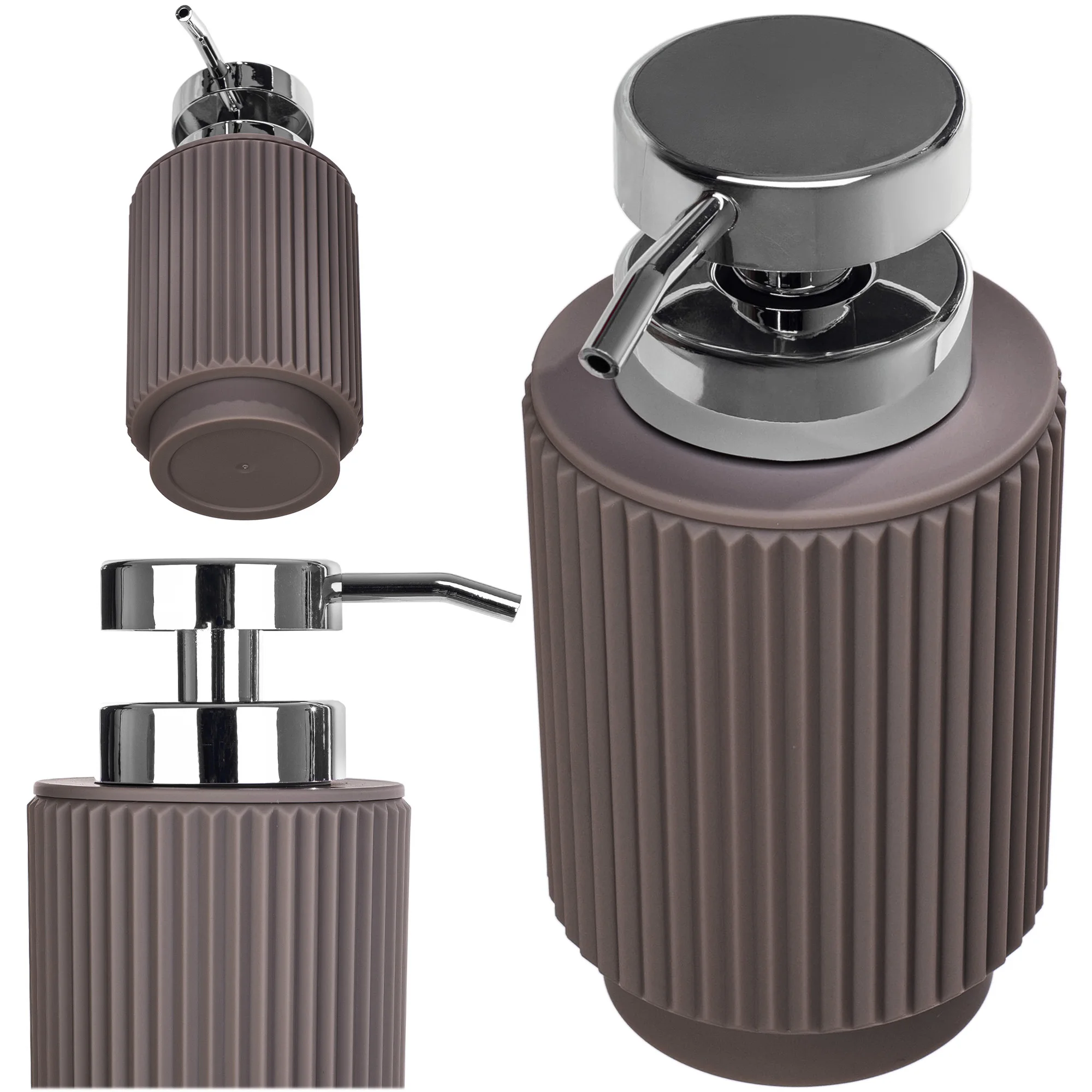 KADAX Liquid Soap Dispenser Gel Lotion Pump Container For Bathroom Kitchen Elegant Polyresin Taupe Soap Feeder 1 PCs