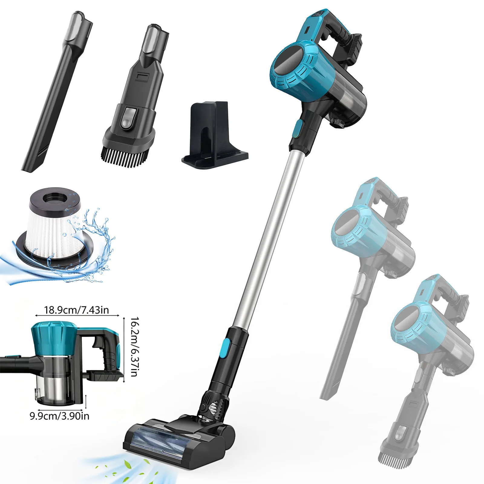 Cordless Stick Vacuum Cleaner Compatible with Makita 18V Battery, 3-in-1 Handheld Wireless Vacuum, Lightweight Multi-Surface Vacuum Cleaner for Hard Floor, Carpet, Sofa & Car Interior Cleaning (Battery Not Included)