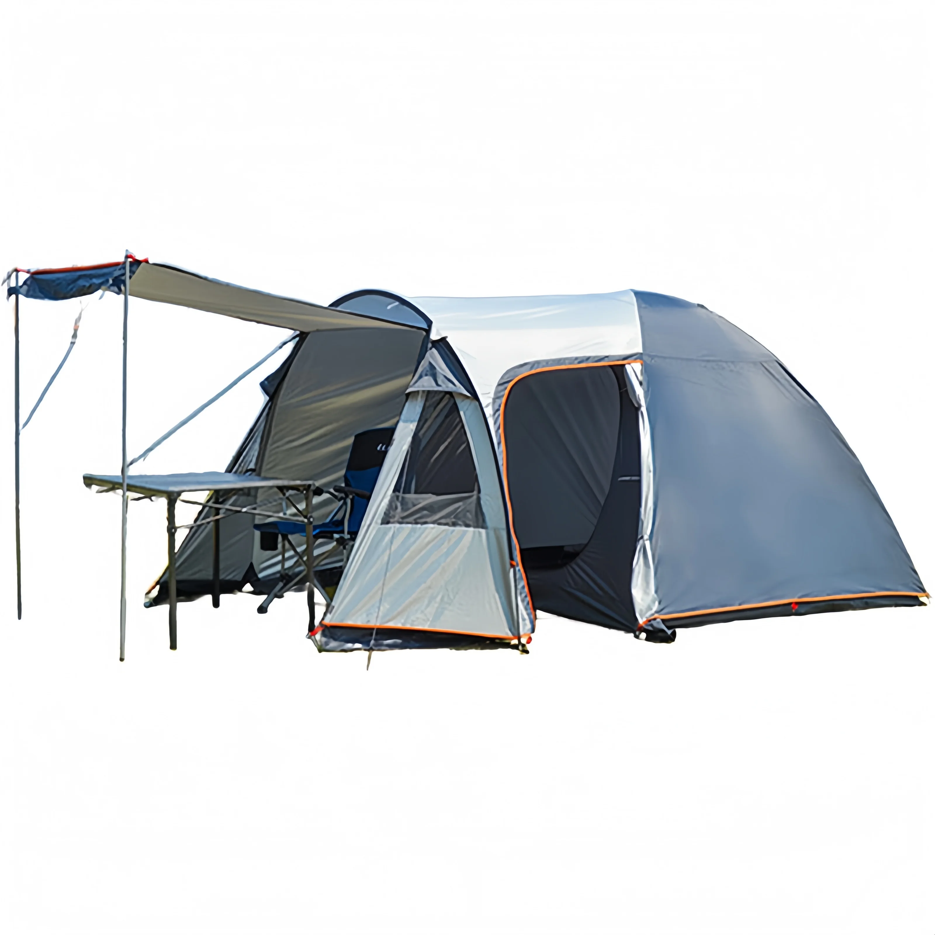Family tent 3-4 people double wall camping tent with anteroom waterproof PU3000mm 210T outdoor tent for camping Gray