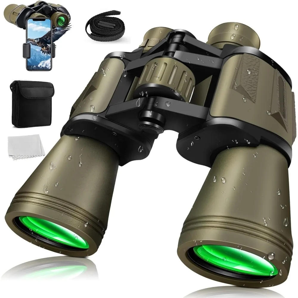 20*50 Binoculars with Low Light Night Vision Function Adjustable Focal Length Phone Holder