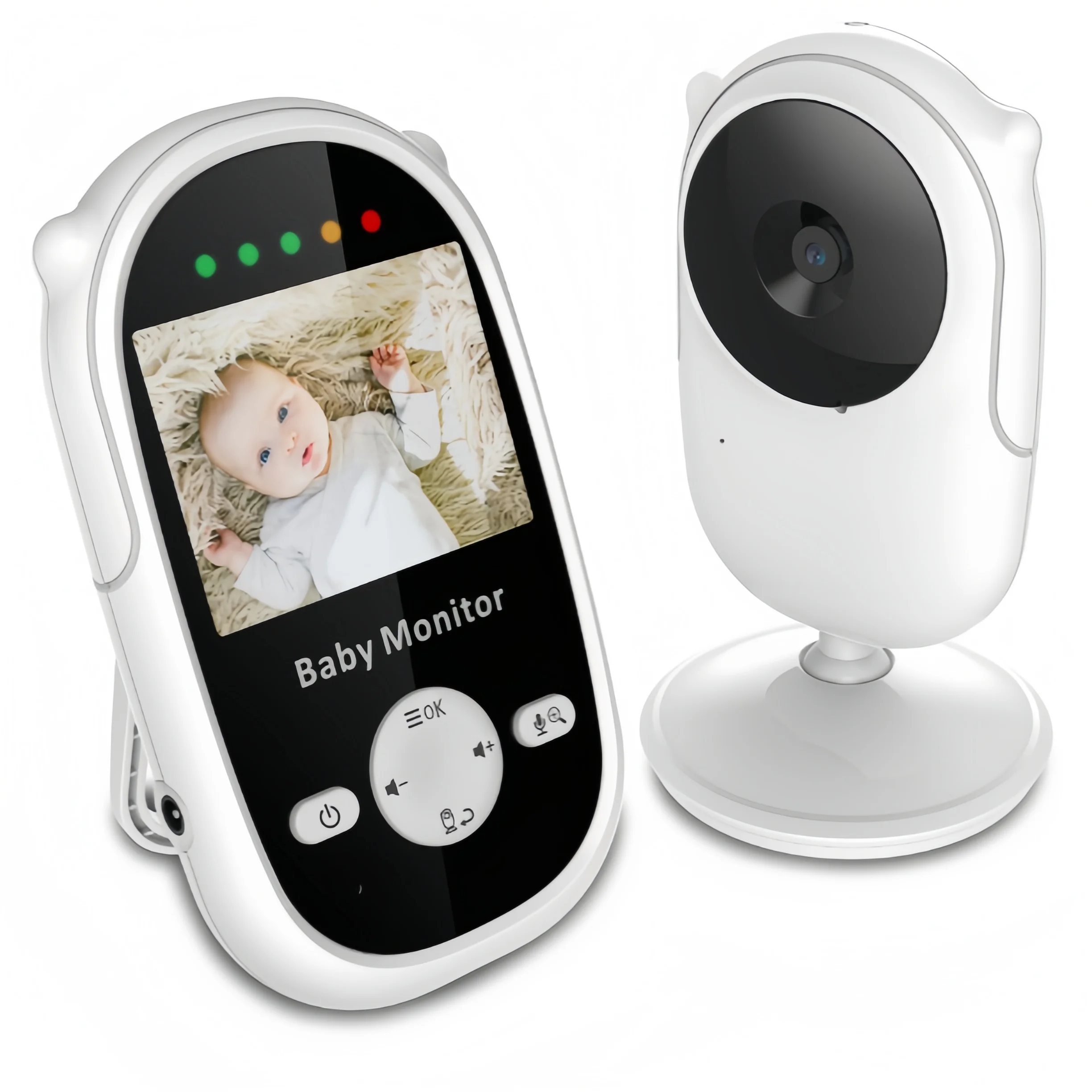 2.4 inch wireless baby monitor with camera, two way audio, night vision, music function