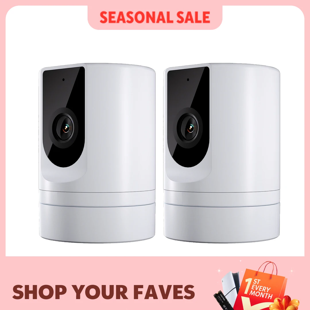 2PC Ease Life APP, Security Camera Indoor, 1080P Pet Camera, Pet Camera with Phone App, Foldable Baby Camera for Home Security,