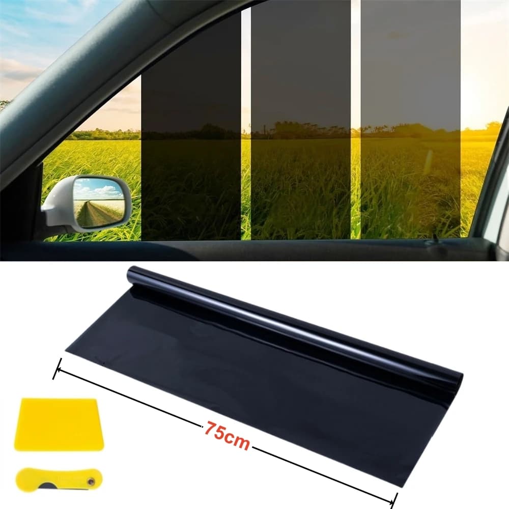 Car Window Tinted Film 75cm×3m Solar Protection Privacy Window Tanning Film Car Shading Dark Glass Window Foils with Tools