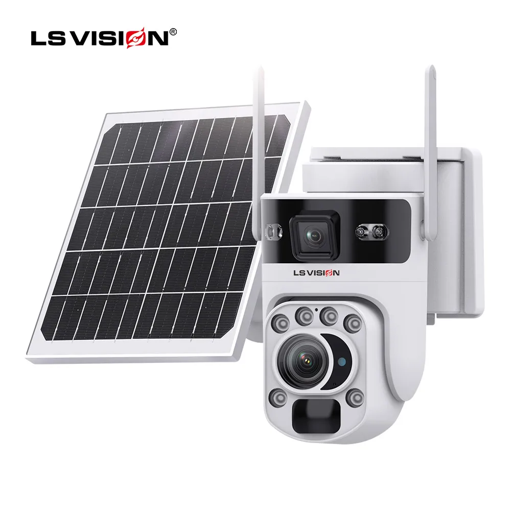 LS VISION 12MP 60X Optical Zoom 4G Solar Camera Dual Screen WiFi PTZ PIR Detection Color Night Vision Two Way Audio Human Auto Tracking IP65 Waterproof Smart Linkage Surveillance Cameras Outdoor Ubox Pro App