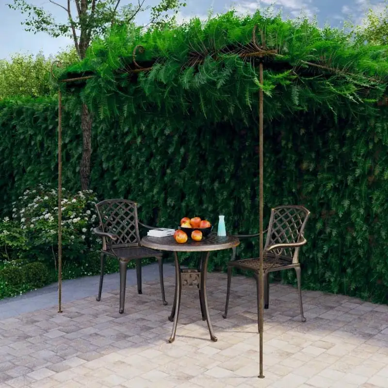 Vintage Brown Iron Garden Pergola 3x3x2.5m - High-Quality & Easy-Clean
