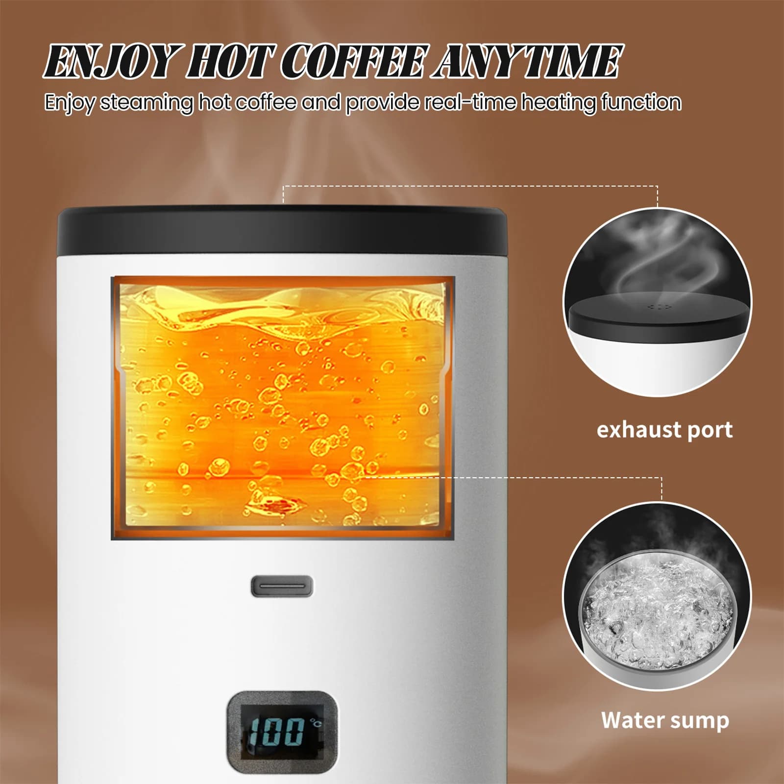 15 Bar Pump Pressure USB-C Rechargeable Travel Coffee Maker, 3-in-1 Compatible with Large/Small Capsules & Ground Coffee, 90℃ Heating Anti-Dry Burn Mini Espresso Machine for Camping Car Office Home