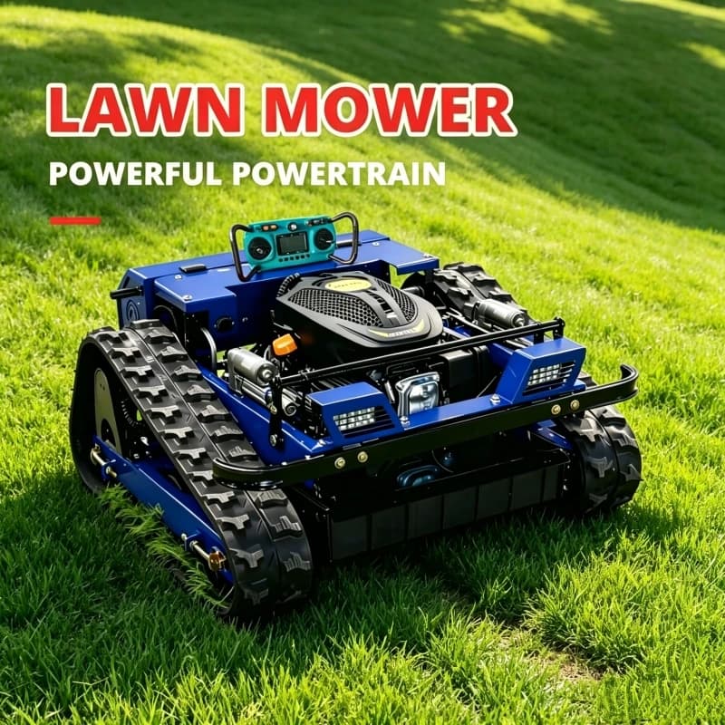 45° Slope Remote Control Robotic Lawn Mower, 550mm Wide Cutting Crawler Mower with Heavy Duty Rotary Cutter for Farm, Garden & Hillside