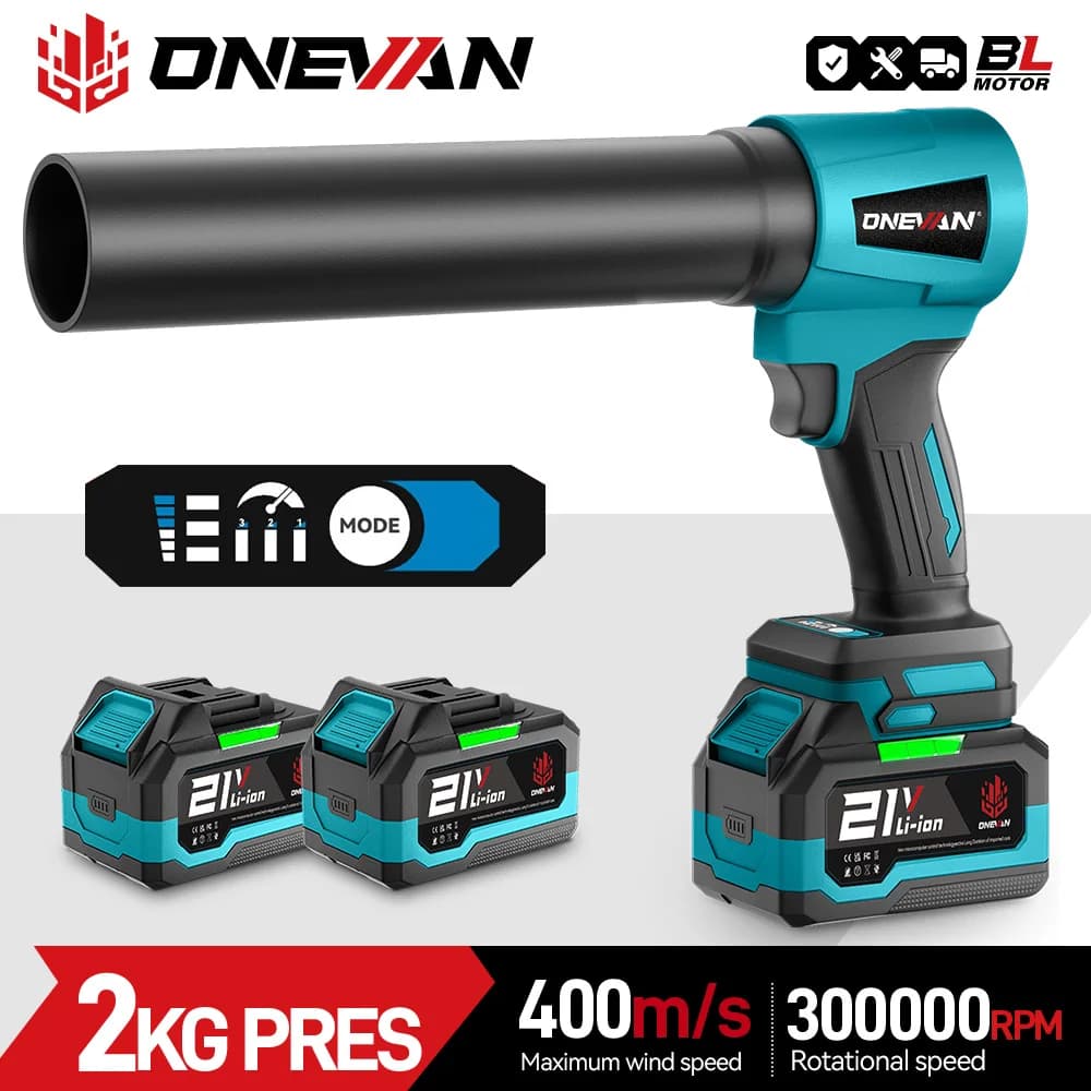 ONEVAN 4000W Brushless Electric Turbo Blower Jet Fan 400M/S 300000RPM Leaf Blower Dust Blowing Tool For Makita 18V Battery Pin