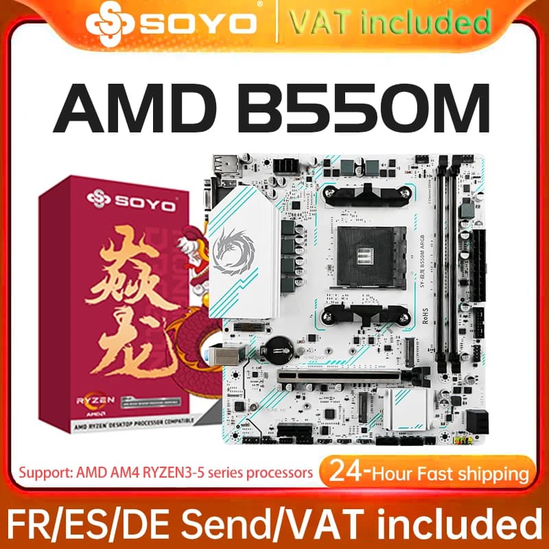 SOYO AMD B550M Gaming Motherboard USB3.1 M.2 Nvme Sata3 DDR4 Dual Channel Supports RYZEN R3 R5 R7 3000 4000 5000 CPU AM4 Socket