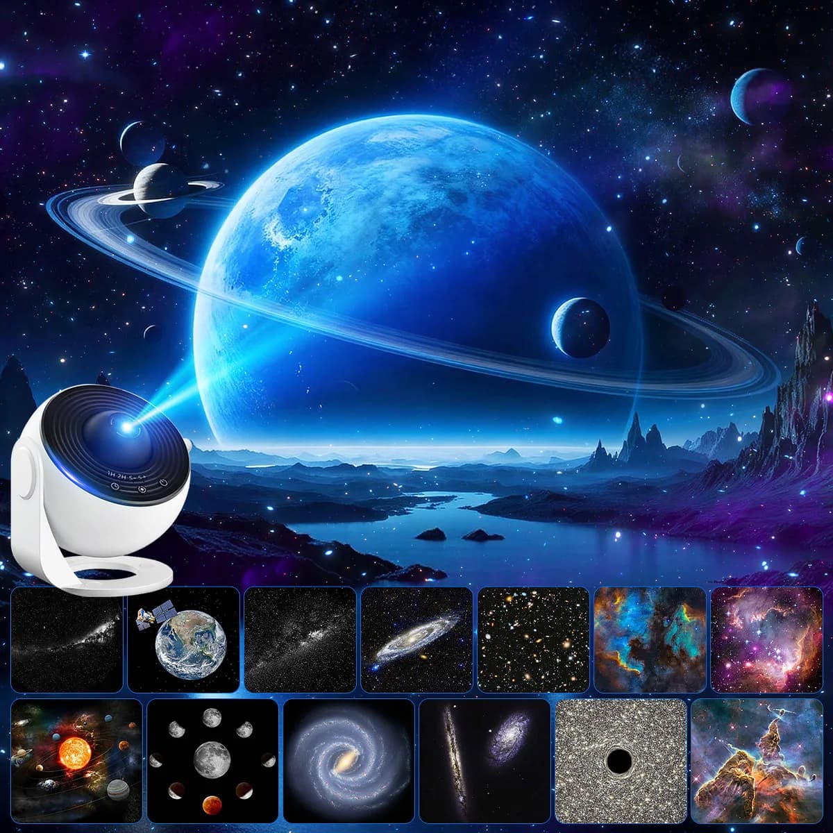 13 Film Discs Galaxy Star Projector, 360° Rotatable HD Focus Adjustable Night Light Timer Night Light  For Kids Adult Bedroom Decor Birthday Holiday Gift