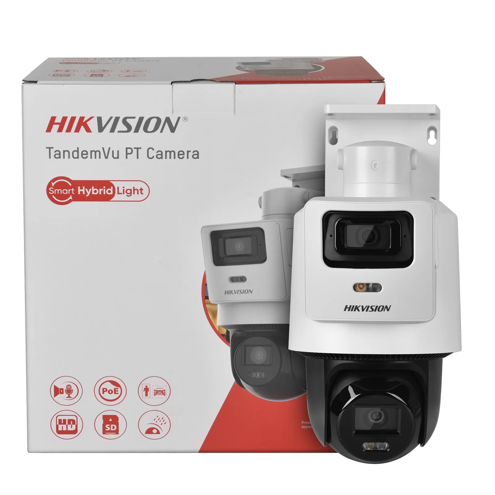 Hikvision DS-2SE2C400MWG-E/14 TandemVu 4MP+4MP Fixed Lens POE PT Network Camera Hik-Connect Smart Hybrid Light CCTV System