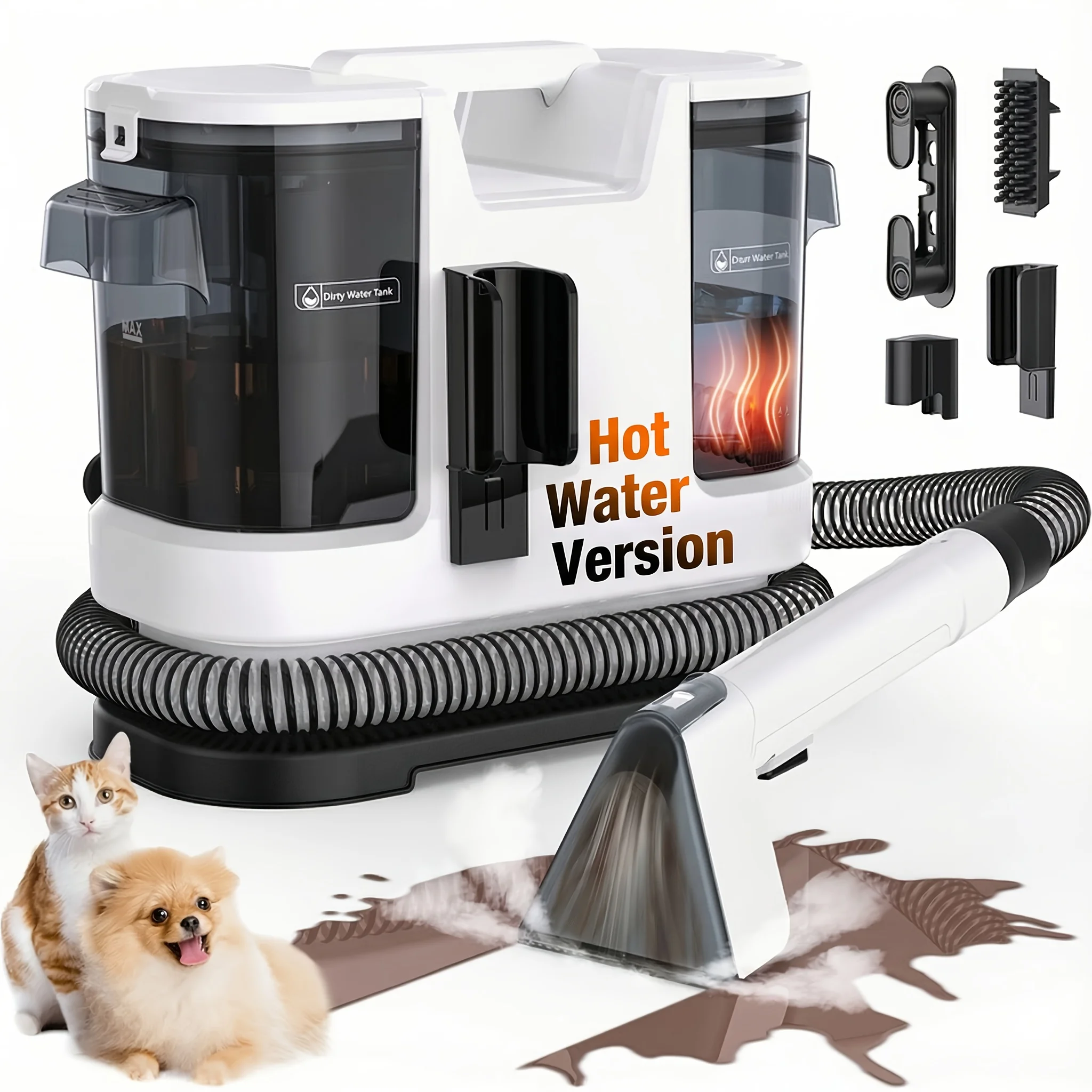 Lubluelu V8 Instant Heated Function Carpet Cleaner Machine 15Kpa Powerful Suction Hot Water Upgrade Portable Carpet Cleaning Machines for Pet Stains with Cleaning Tools & Self-Cleaning for Car/Couch/Rug/Spot