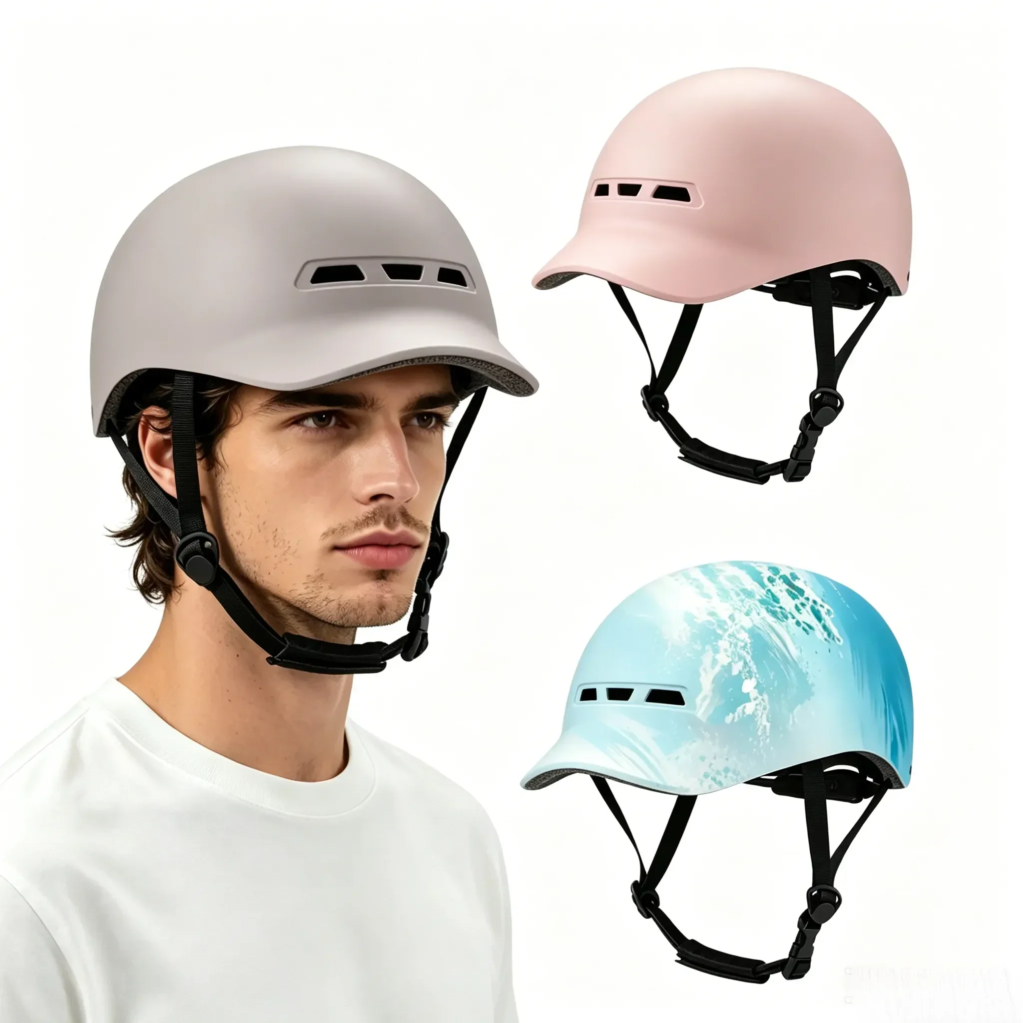 Bike Helmet, Motorcycle Helmet Man, Mountain Bikes - Men Women Adult Baseball Cap Style Lightweight Adjustable Cycling Helmet for Road Biking, Urban Commuter, Mountain Trails, Also Suitable for Motorcycle Riding (CPSC Certified)