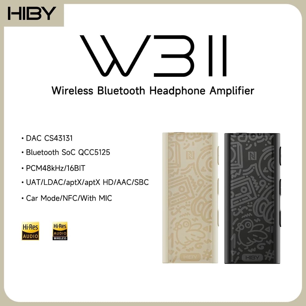 HiBy W3 II/W3 GEN 2 Type C USB DAC Dongle Wireless Bluetooth Decoder Headphone Amplifier AMP CarPlay NFC CVC Mic for Android iOS