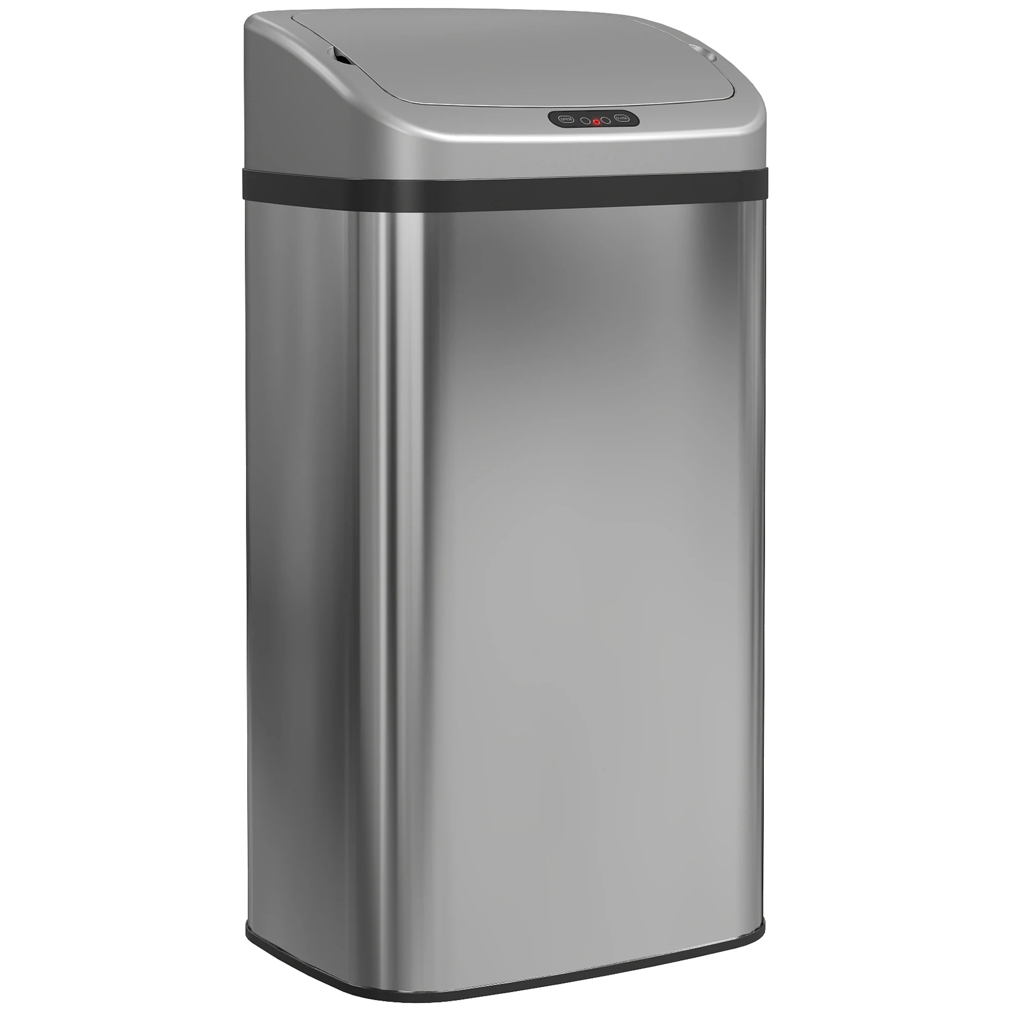 48L stainless steel automatic kitchen trash can, soft-closing lid, 33x25x69cm, silver