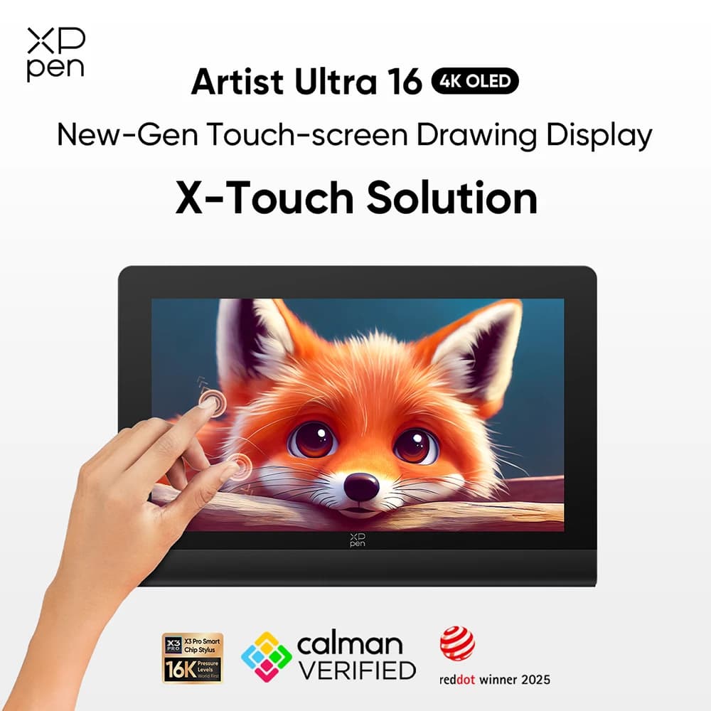 XPPen Artist Ultra 16 4K OLED Graphic Monitor New Touch-screen Drawing Display with Dual X3 Pro Stylus for 3D Modeling Animation