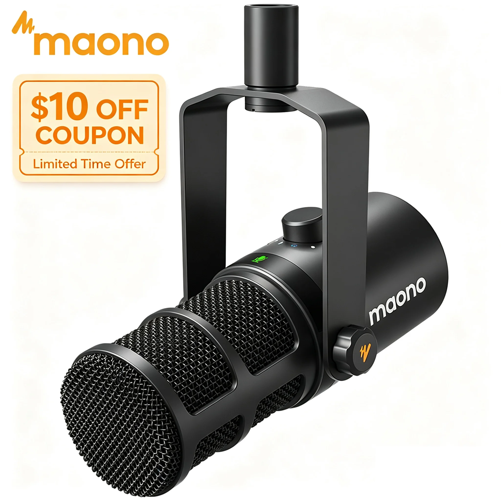 MAONO PD400X USB/XLR Dynamic Microphone All Metal With One-Touch Mute Headphone Jack And Volume Control For Podcasting Streaming
