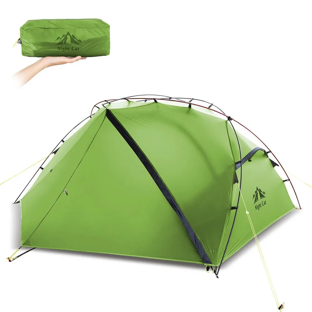 Night Cat Ultralight Backpacking Tent: Waterproof Lightweight Two People Camping Tent for Outdoor Hiking Trekking with Double Layers Aluminum Poles and Footprint 1- 2 Persons