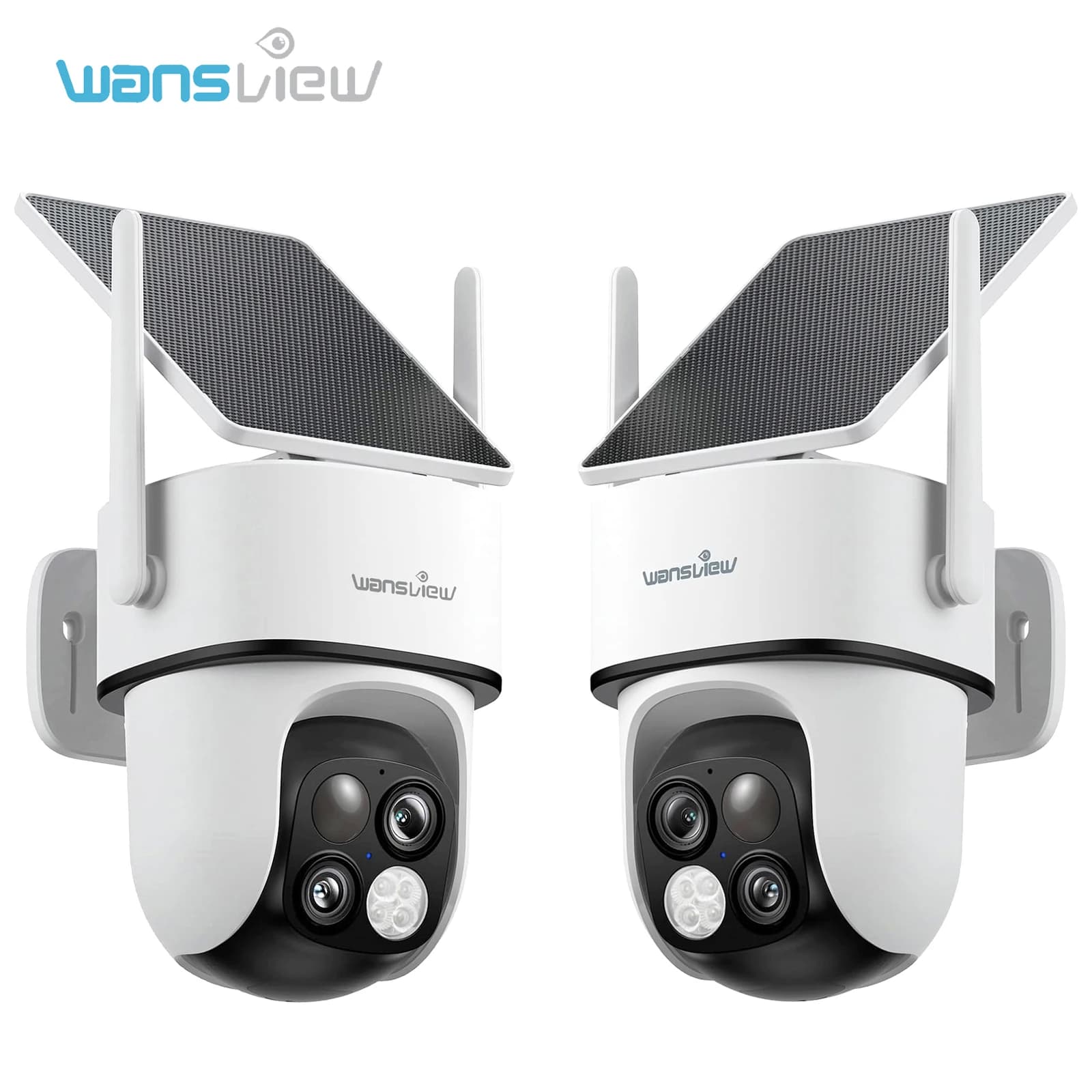 Dual Lens 2K Solar Security Camera Outdoor Wireless WiFi PTZ Battery Camera PIR Human Detection Color Night Vision Two Way Audio Motion Alert IP65 Waterproof Cloud TF Card Alexa Google Home Home Surve