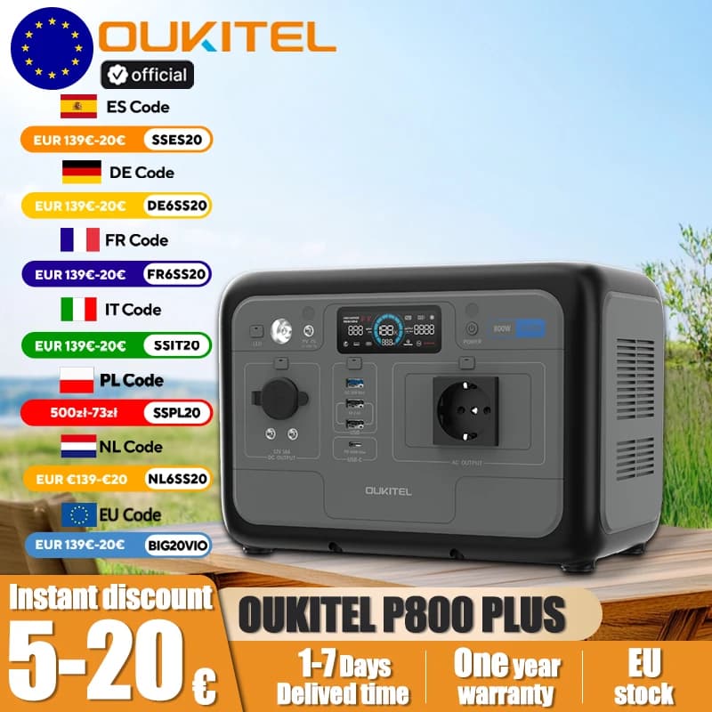 OUKITEL P800E Portable Power Station 800W Solar Generator 512Wh Lifepo4 Battery Home Backup Outdoor Camping Mobile power