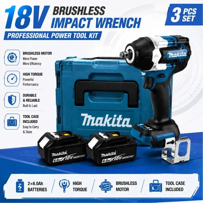 Makita DTW700 1000N.M Brushless Cordless 1/2" Impact Wrench All Purpose Electric Power Tool Working With 18V Battery