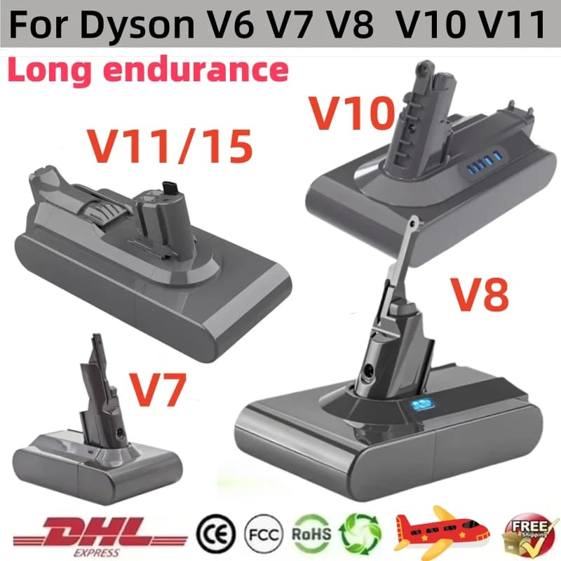 Vacuum Cleaner rechargeable Battery for Dyson V6 V7 V8 V10 V11 V15 Series SV07 DC62 DC58 DC31 Absolute Fluffy