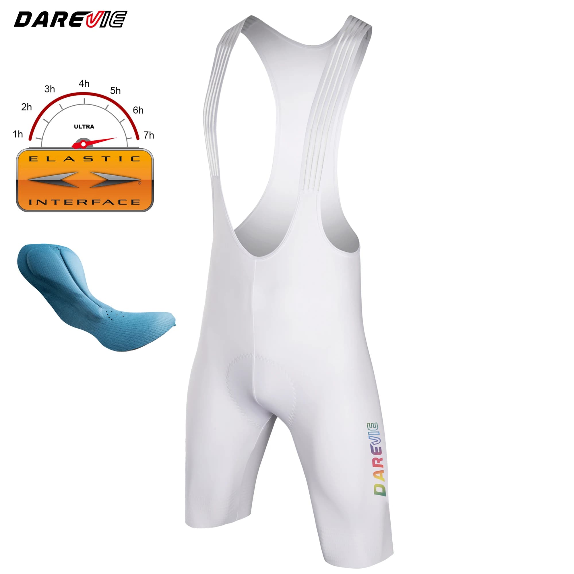 DAREVIE Men Cycling Shorts Italy Elastic Interface® Sponge Pad Bretelelle Men's Cycling Diamond Leg Gripper Men's Cycling Shorts