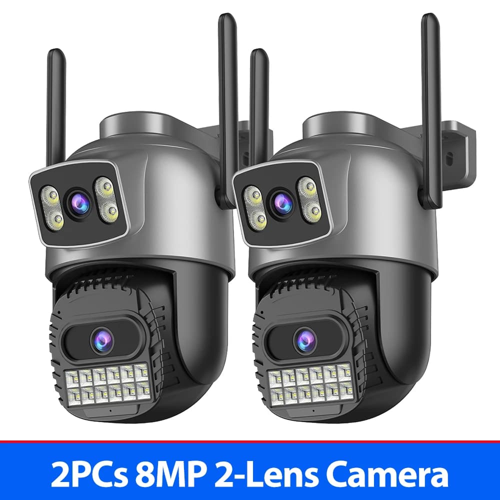 2PCs 15MP 8K PTZ WiFi Security Camera 2.4G/5G Three Lens Three Screens Outdoor Surveillance Camera Human Detection O-KAM PRO APP