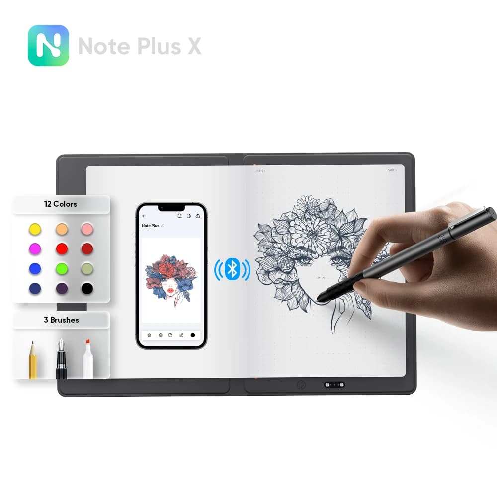 XPPen Note Plus Smart Notebook 1000mAh Battery Bluetooth Wireless Connection to Android/iOS Devices Offline Writing Auto Sync