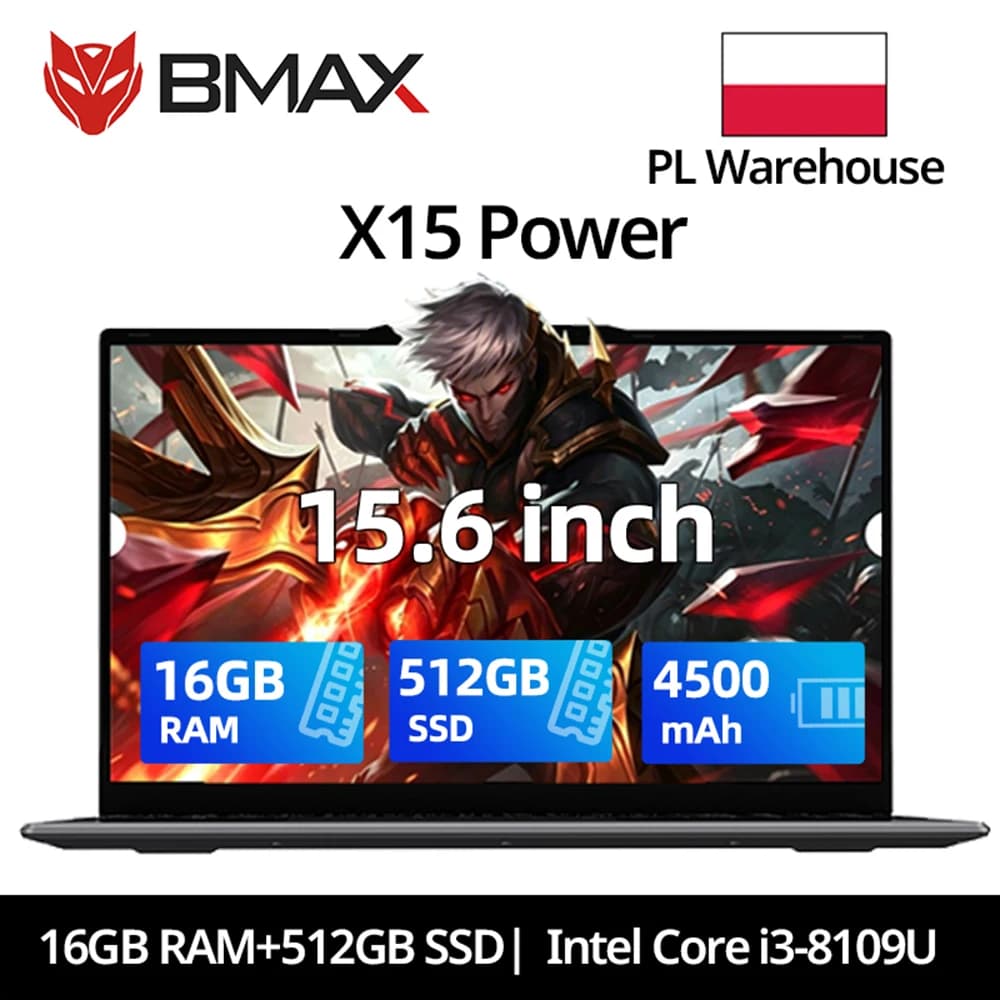 BMAX X15 Power 15.6 inch 16GB RAM 512GB SSD Intel Core i3-8109U CPU Windows 11 IPS Notebook 1920*1080 HDMI Wifi USB PC laptop
