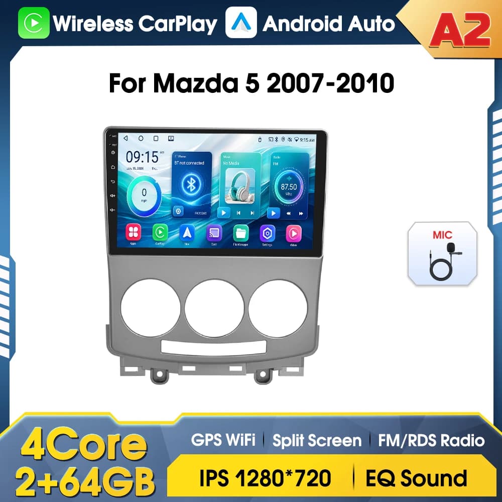 Podofo 8core  Android 2din Car Multimedia Player for Mazda 5 2007-2010 GPS Navigation Wireless Carplay Android Auto WIFI DSP FM RDS Bluetooth Autoradio Receiver
