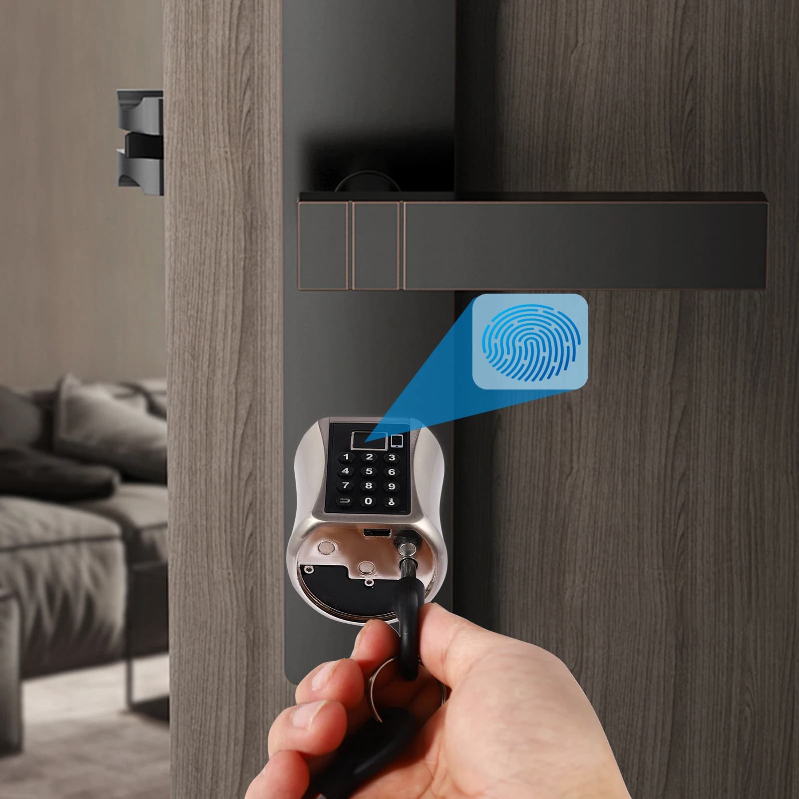 Smart Door Lock, Fingerprint Door Lock, Digital Keyless Entry Lock, 100 Fingerprint 30 Password Capacity, for Home Apartment