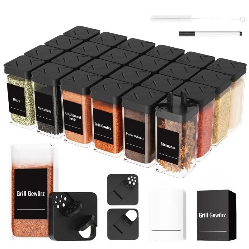 12/24 Piece Jars for Spices Salt and Pepper Shaker Seasoning Jar Spice Organizer Plastic Barbecue Condiment Kitchen Gadget Tool