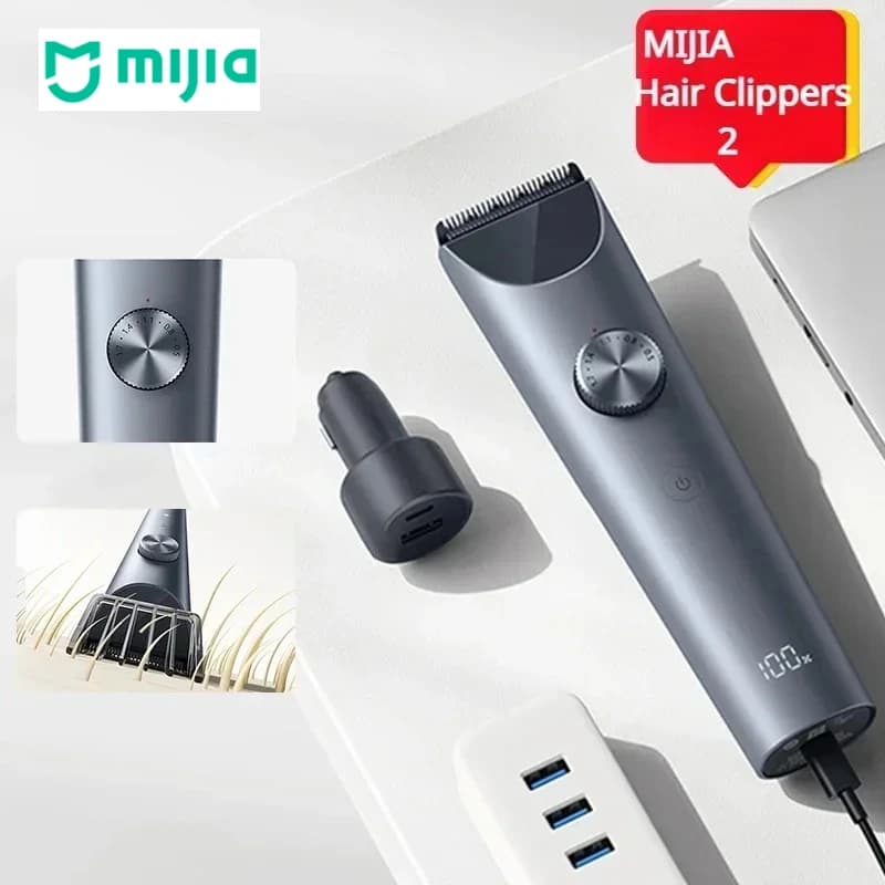 NEW MIJIA Hair Clippers 2 Titanium Alloy Blade Men Sideburns Electric Shaver Wireless Hair Cutting Trimmer Barber Cutter