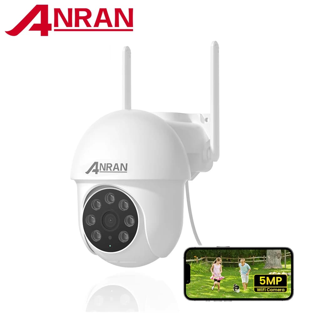 ANRAN 5MP Wired Security Camera 2.4G&5G Wifi Camera 24/7 Record Home Security Protection IP66,Compatible Alexa,Auto Tracking